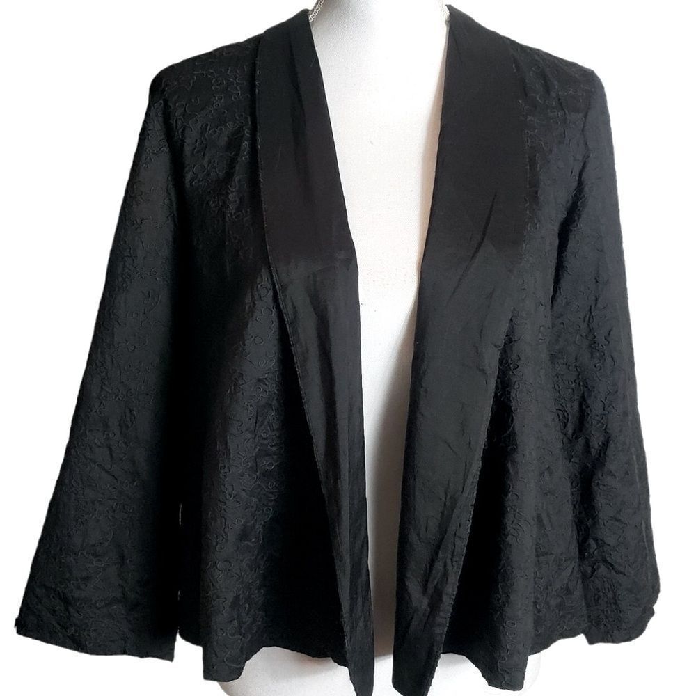 EILEEN FISHER BLACK 100% SILK JACKET SIZE SMALL PERFECT CONDITION